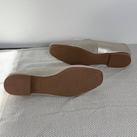 Toms Bianca Mary Jane Flats Women 11 Champagne Leather Metallic Timeless Classic - Picture 7 of 7